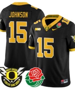 Tez Johnson Jersey #15 Oregon Ducks 2024 Mighty Rose Bowl Patch Stitched Football