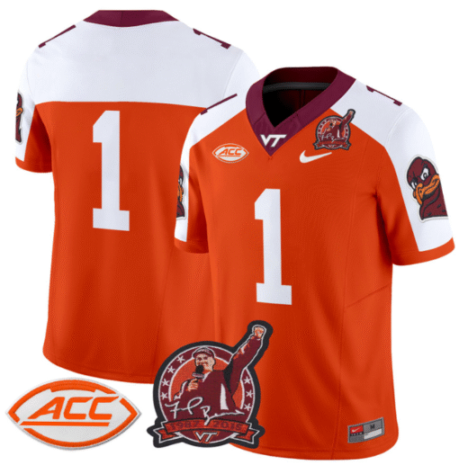 The Team Jersey #1 Virginia Tech Hokies Coach Frank Beamer Stitched Football - Image 4