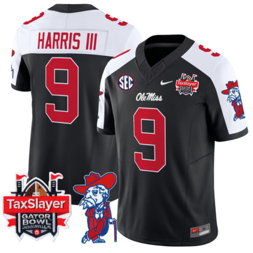 Tre Harris Jersey #9 Ole Miss Rebels 2025 Gator Bowl Patch Stitched Football - Image 7
