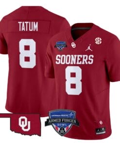 Taylor Tatum Jersey #8 Oklahoma Sooners 2025 Armed Forces Bowl Patch Stitched Football 9 T9U15W0
