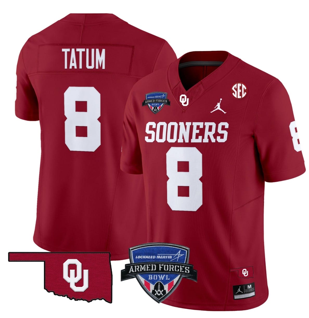 Taylor Tatum Jersey #8 Oklahoma Sooners 2025 Armed Forces Bowl Patch Stitched Football 4 Taylor Tatum Jersey #8 Oklahoma Sooners 2025 Armed Forces Bowl Patch Stitched Football - Image 4