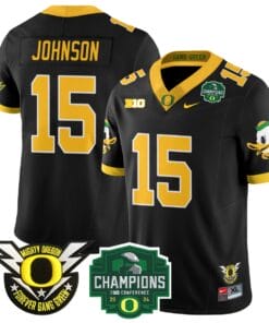 Tez Johnson Jersey #15 Oregon Ducks 2024 Big Ten Champions Stitched Football