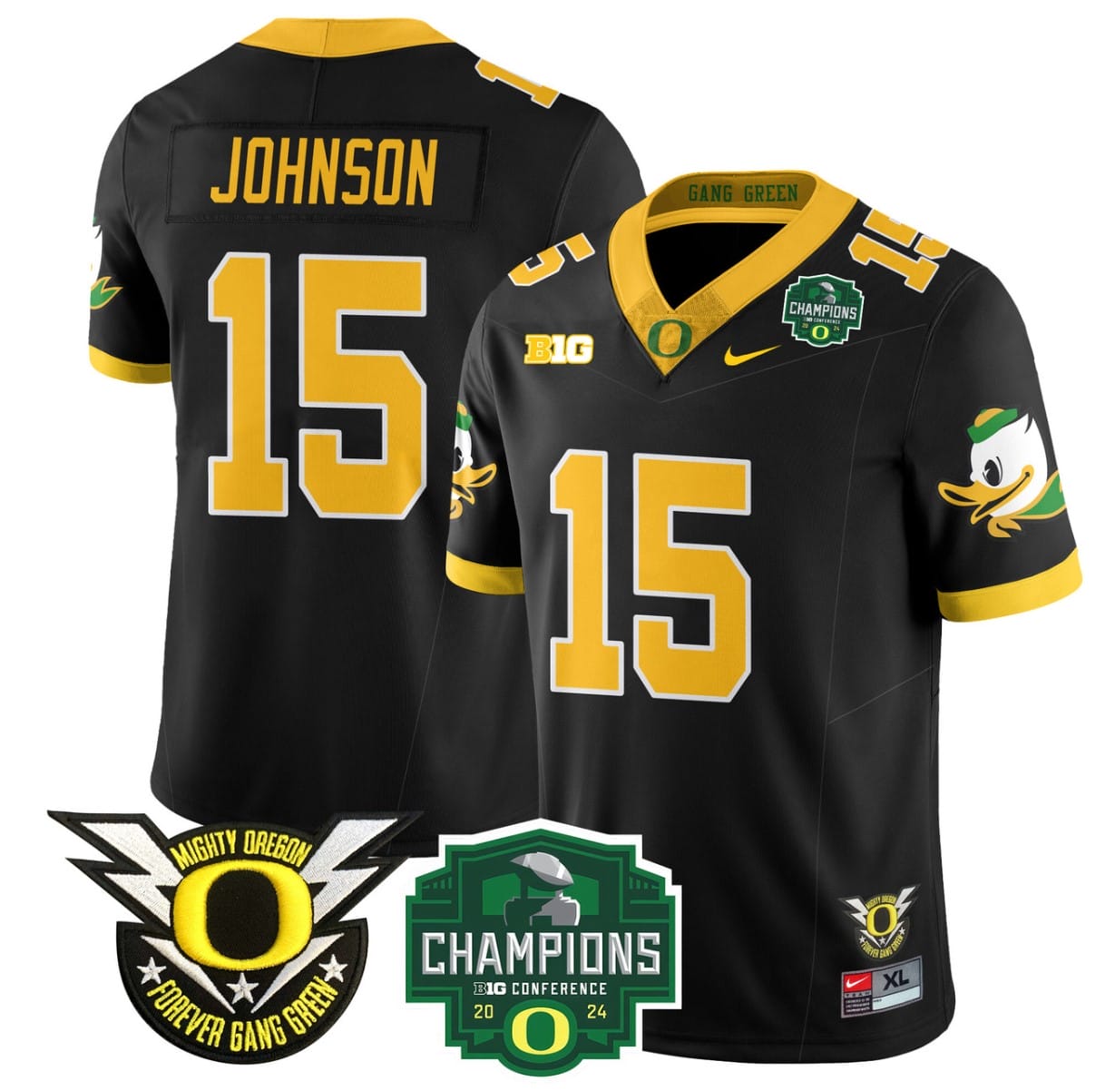 Tez Johnson Jersey #15 Oregon Ducks 2024 Big Ten Champions Stitched Football 1 Tez Johnson Jersey #15 Oregon Ducks 2024 Big Ten Champions Stitched Football