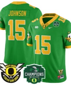 Tez Johnson Jersey #15 Oregon Ducks 2024 Big Ten Champions Stitched Football 7 TAF0ZPX