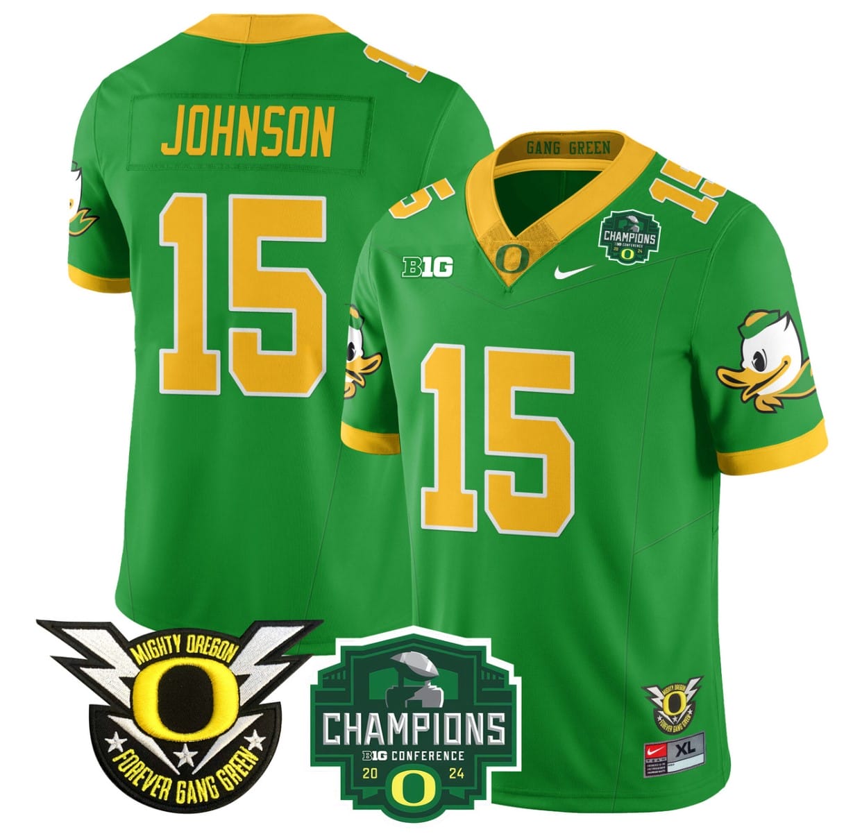 Tez Johnson Jersey #15 Oregon Ducks 2024 Big Ten Champions Stitched Football 4 Tez Johnson Jersey #15 Oregon Ducks 2024 Big Ten Champions Stitched Football - Image 4