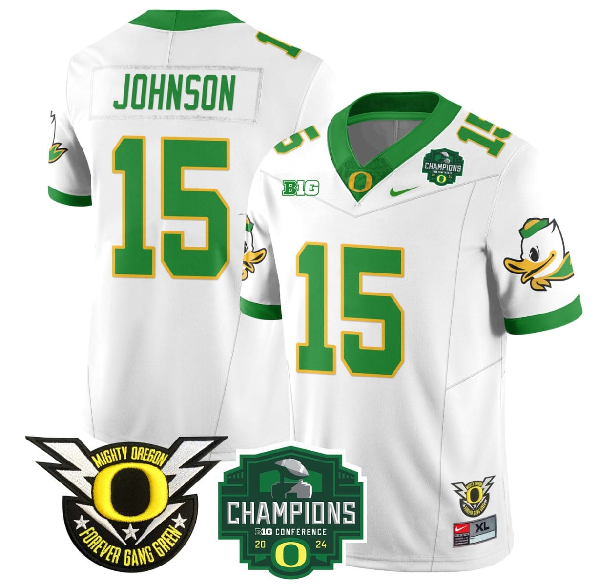 Tez Johnson Jersey #15 Oregon Ducks 2024 Big Ten Champions Stitched Football 3 Tez Johnson Jersey #15 Oregon Ducks 2024 Big Ten Champions Stitched Football - Image 3
