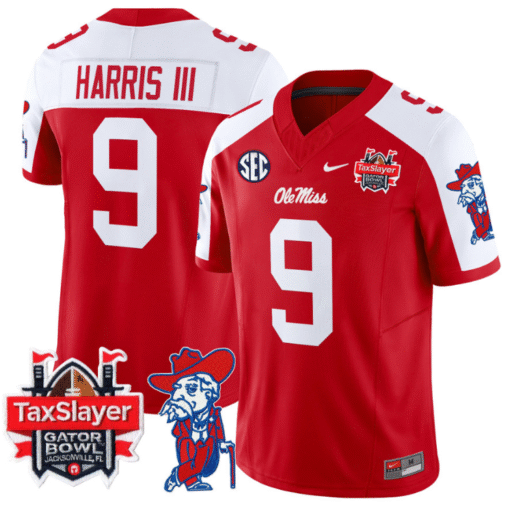 Tre Harris Jersey #9 Ole Miss Rebels 2025 Gator Bowl Patch Stitched Football - Image 4