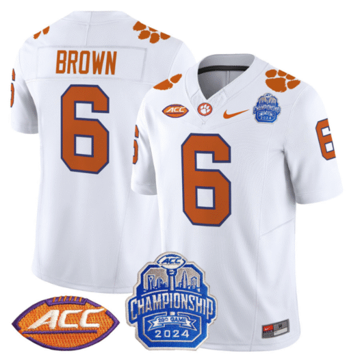 Tyler Brown Jersey #6 Clemson Tigers 2024 ACC Championship Patch Stitched Football - Image 2