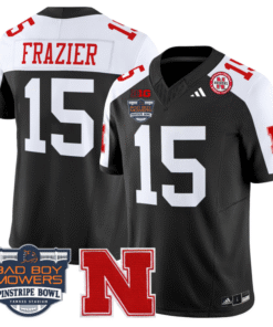 Tommie Frazier Jersey #15 Nebraska Cornhuskers 2025 Pinstripe Bowl Stitched Football