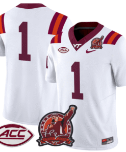 Alternative view of The Team Jersey #1 Virginia Tech Hokies Coach Frank Beamer Stitched Football