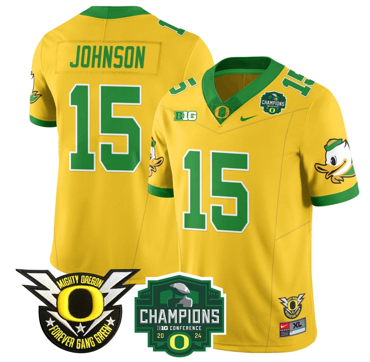 Tez Johnson Jersey #15 Oregon Ducks 2024 Big Ten Champions Stitched Football 2 Tez Johnson Jersey #15 Oregon Ducks 2024 Big Ten Champions Stitched Football - Image 2