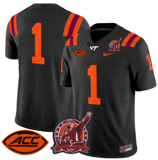 The Team Jersey #1 Virginia Tech Hokies Coach Frank Beamer Stitched Football - Image 6