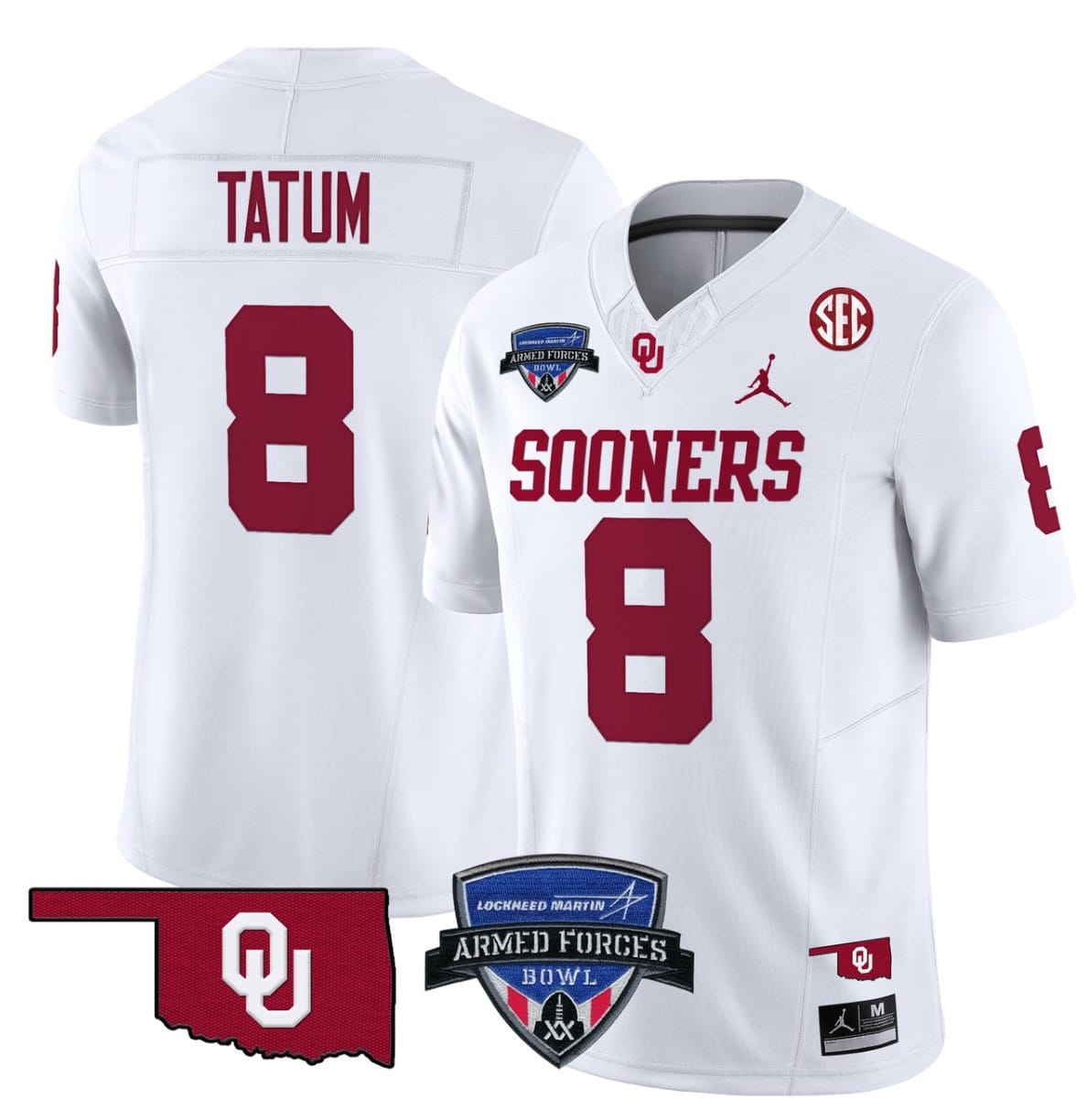 Taylor Tatum Jersey #8 Oklahoma Sooners 2025 Armed Forces Bowl Patch Stitched Football 2 Taylor Tatum Jersey #8 Oklahoma Sooners 2025 Armed Forces Bowl Patch Stitched Football - Image 2
