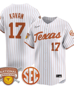 Teagan Kavan Jersey 17 Texas Longhorns 2025 National Champions White Pinstripe