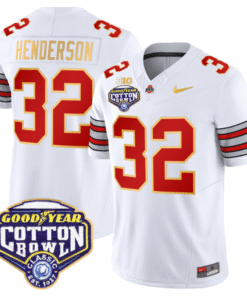 Treveyon Henderson Jersey 32 Ohio State Heritage Stripe Cotton Bowl White