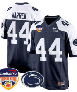 Tyler Warren Jersey 44 Custom Penn State Orange Bowl Patch Navy Alternate