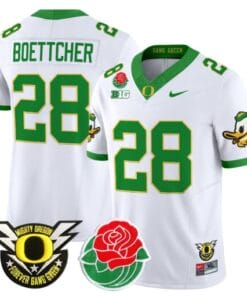 Alternative view of Bryce Boettcher Jersey #28 Oregon Ducks 2025 Rose Bowl Game Patch Vapor Stitched Football