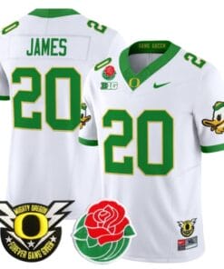 Alternative view of Jordan James Jersey #20 Oregon Ducks 2025 Rose Bowl Game Patch Vapor Stitched Football