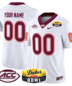 Alternative view of Custom Virginia Tech Hokies Jersey 2025 Duke’s Mayo Bowl Patch Vapor Stitched Football