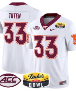 Alternative view of Bhayshul Tuten Jersey #33 Virginia Tech Hokies 2025 Duke’s Mayo Bowl Patch Stitched Football