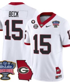 Carson Beck Jersey #15 Georgia Bulldogs 2025 Sugar Bowl Patch Vapor Limited Stitched Football 12 White