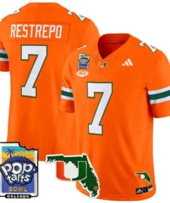 Xavier Restrepo Jersey #7 Miami Hurricanes 2025 PopTarts Bowl Patch Stitched Football 8 XCY9GSJ