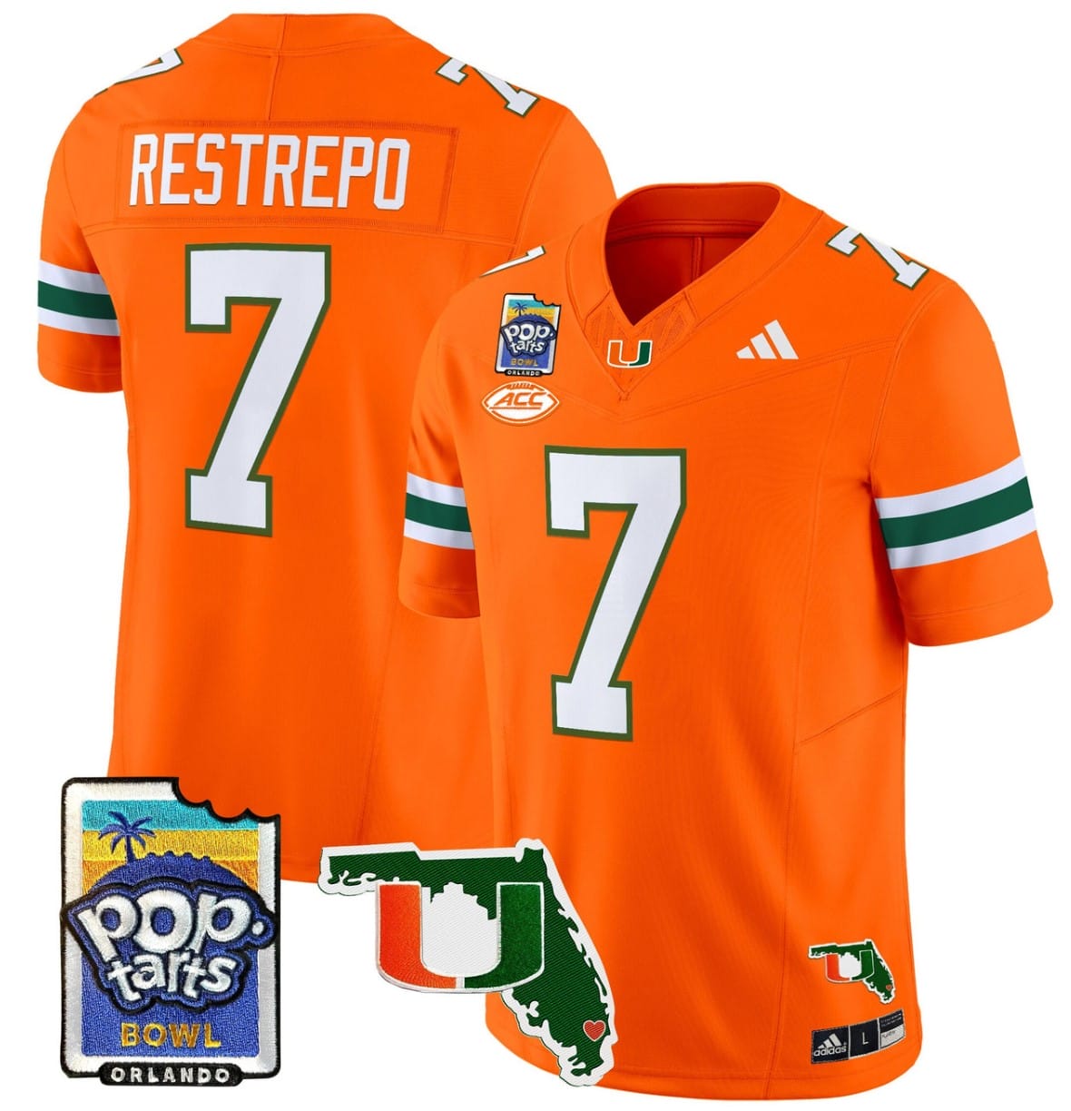 Xavier Restrepo Jersey #7 Miami Hurricanes 2025 PopTarts Bowl Patch Stitched Football 3 Xavier Restrepo Jersey #7 Miami Hurricanes 2025 PopTarts Bowl Patch Stitched Football - Image 3