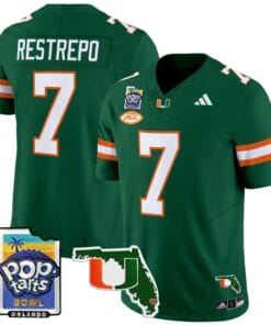 Xavier Restrepo Jersey #7 Miami Hurricanes 2025 PopTarts Bowl Patch Stitched Football 10 XT2LE9Y
