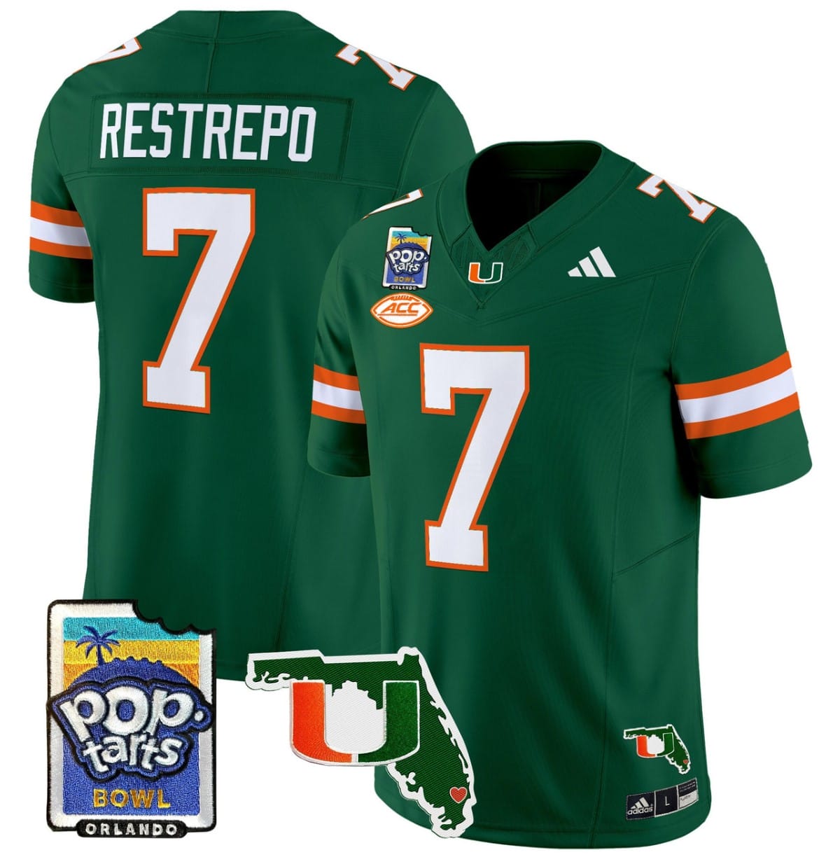Xavier Restrepo Jersey #7 Miami Hurricanes 2025 PopTarts Bowl Patch Stitched Football 5 Xavier Restrepo Jersey #7 Miami Hurricanes 2025 PopTarts Bowl Patch Stitched Football - Image 5