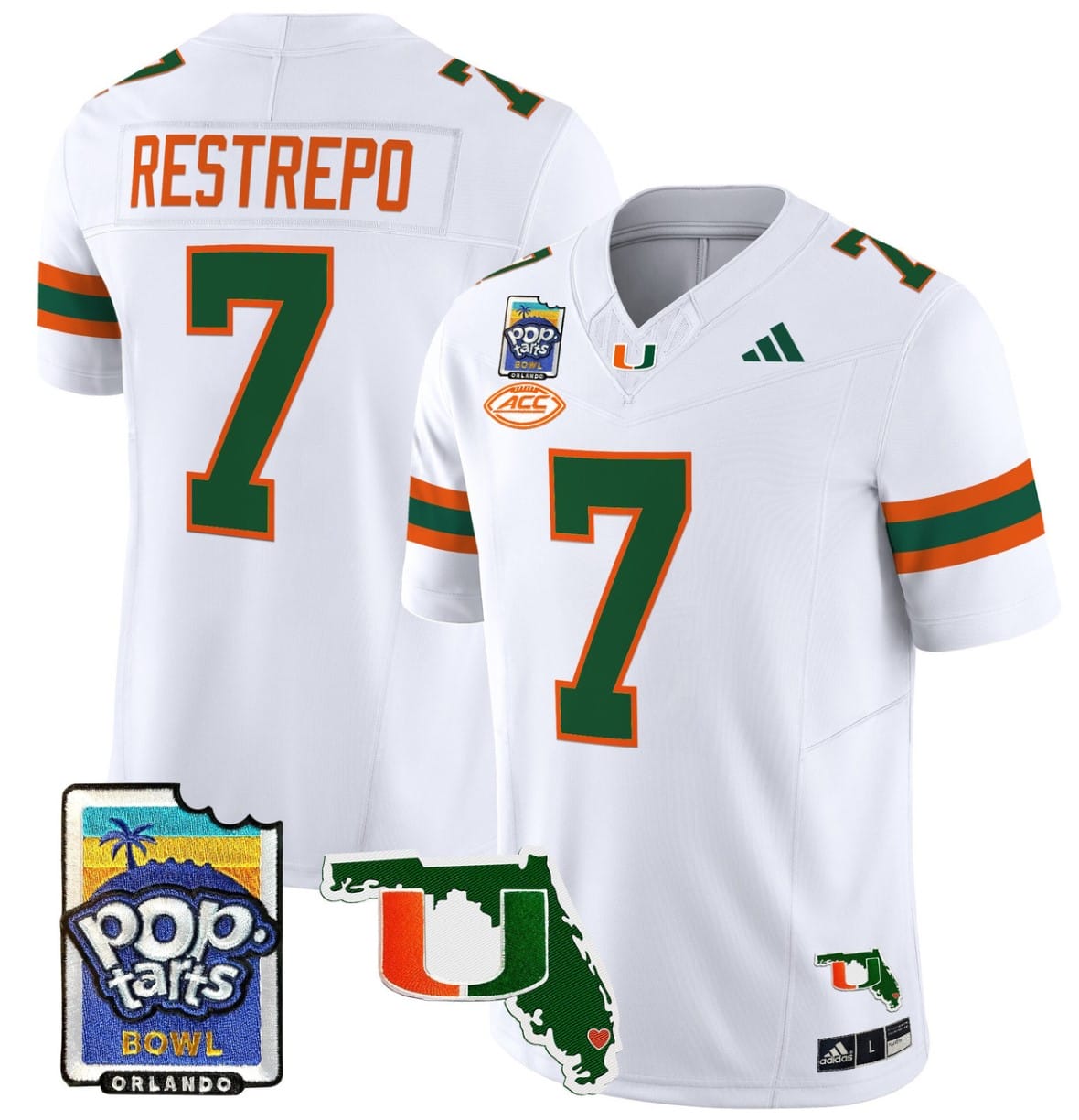Xavier Restrepo Jersey #7 Miami Hurricanes 2025 PopTarts Bowl Patch Stitched Football 2 Xavier Restrepo Jersey #7 Miami Hurricanes 2025 PopTarts Bowl Patch Stitched Football - Image 2