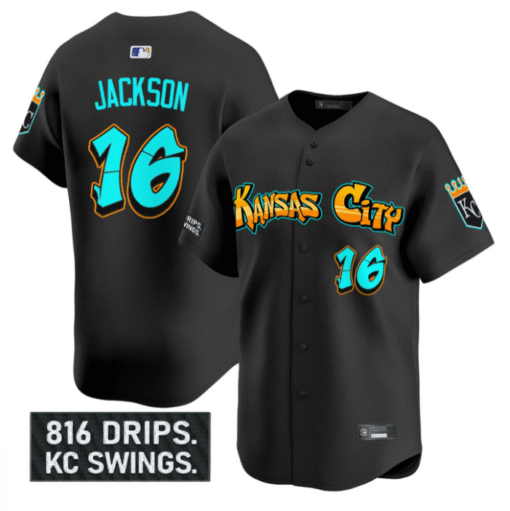 Bo Jackson Jersey #16 Kansas City Royals Graffiti Crown Drop Stitched Baseball