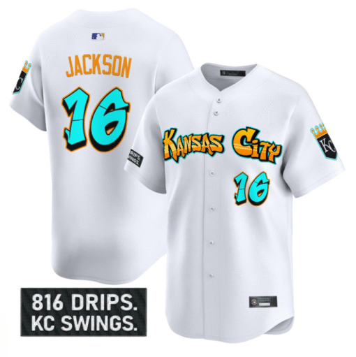 Bo Jackson Jersey #16 Kansas City Royals Graffiti Crown Drop Stitched Baseball - Image 2