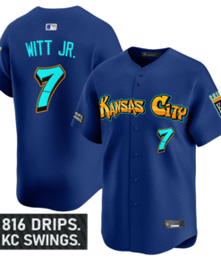 Bobby Witt Jr Jersey 7 Kansas City Royals Graffiti Crown Drop Stitched Royal