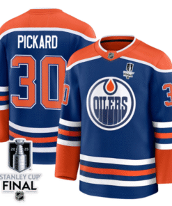 Alternative view of Calvin Pickard Jersey 30 Edmonton Oilers 2025 Stanley Cup Final Home Breakaway Stitched Hockey