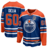 Collin Delia Jersey 60 Edmonton Oilers 2025 Stanley Cup Final Home Breakaway Stitched Hockey