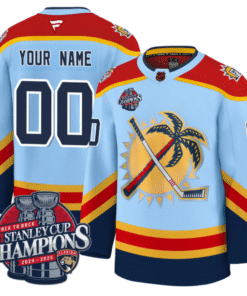 Custom Florida Panthers Jersey 2025 Stanley Cup Back To Back Champions Stitched Hockey