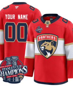 Custom Florida Panthers Jersey 2025 Stanley Cup Back To Back Champions Red