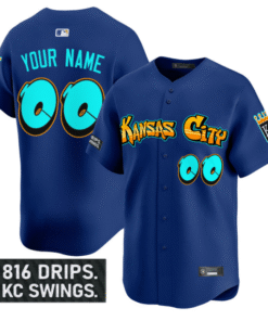Alternative view of Custom Kansas City Royals Jersey Graffiti Crown Drop Limited Stitched Baseball