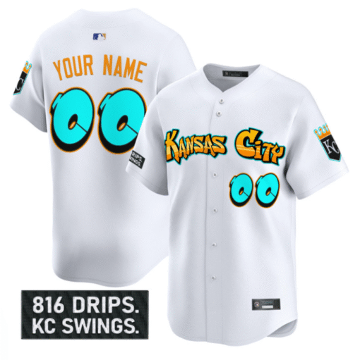 Custom Kansas City Royals Jersey Graffiti Crown Drop Limited Stitched Baseball - Image 5
