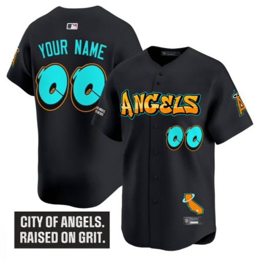 Custom Los Angeles Angels Jersey Graffiti Halo Drop Edition Stitched Baseball
