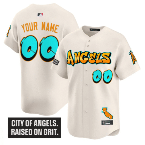 Custom Los Angeles Angels Jersey Graffiti Halo Drop Edition Stitched Baseball - Image 4