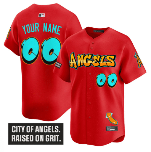Custom Los Angeles Angels Jersey Graffiti Halo Drop Edition Stitched Baseball - Image 3