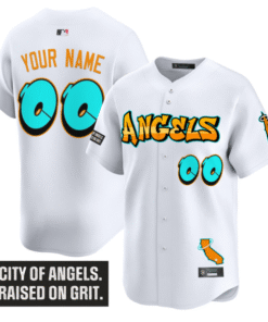 Alternative view of Custom Los Angeles Angels Jersey Graffiti Halo Drop Edition Stitched Baseball