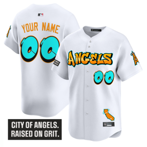Custom Los Angeles Angels Jersey Graffiti Halo Drop Edition Stitched Baseball - Image 2