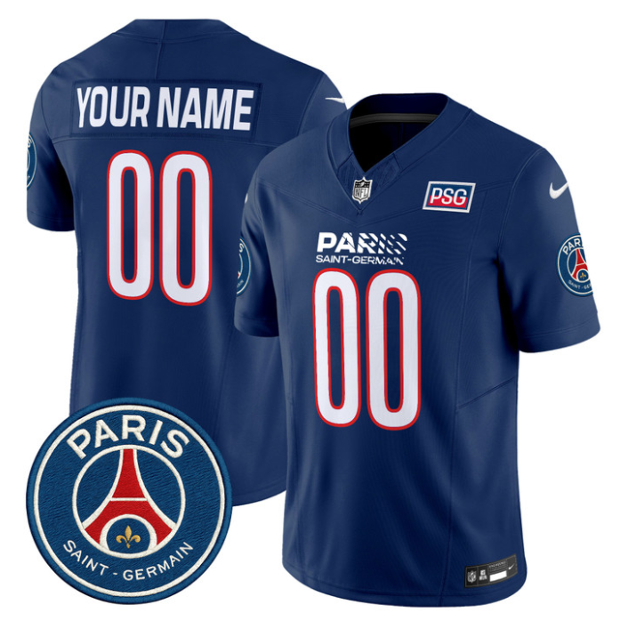Custom Paris Saint-Germain Jersey Name, Number Football Stitched Navy 1 Custom Paris Saint-Germain 2025 Jersey Name, Number Football Stitched Navy