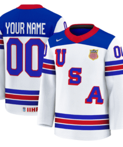 Alternative view of Custom USA Hockey Jersey Name and Number 2025 Premium Stitched Hockey