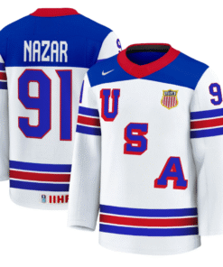Alternative view of Frank Nazar Jersey #91 USA Hockey 2025 Premium Stitched Hockey