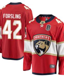 Gustav Forsling 42 Florida Panthers 2025 Stanley Cup Final Home Breakaway Men Jersey Red