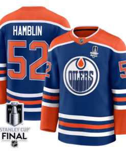 Alternative view of James Hamblin Jersey 52 Edmonton Oilers 2025 Stanley Cup Final Home Breakaway Stitched Hockey