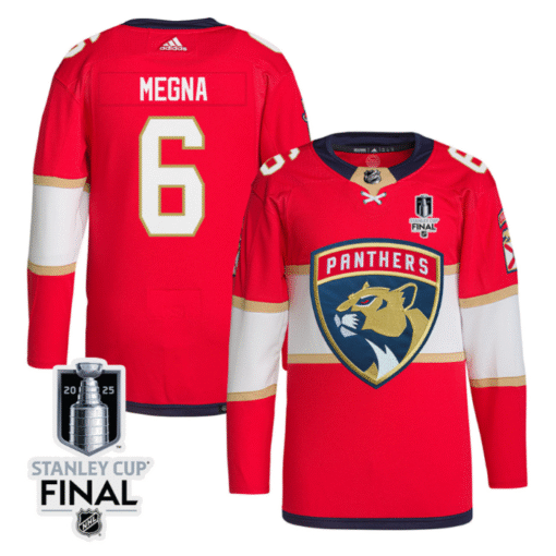 Jaycob Megna Jersey 6 Florida Panthers 2025 Stanley Cup Final Home Breakaway Stitched Hockey - Image 2